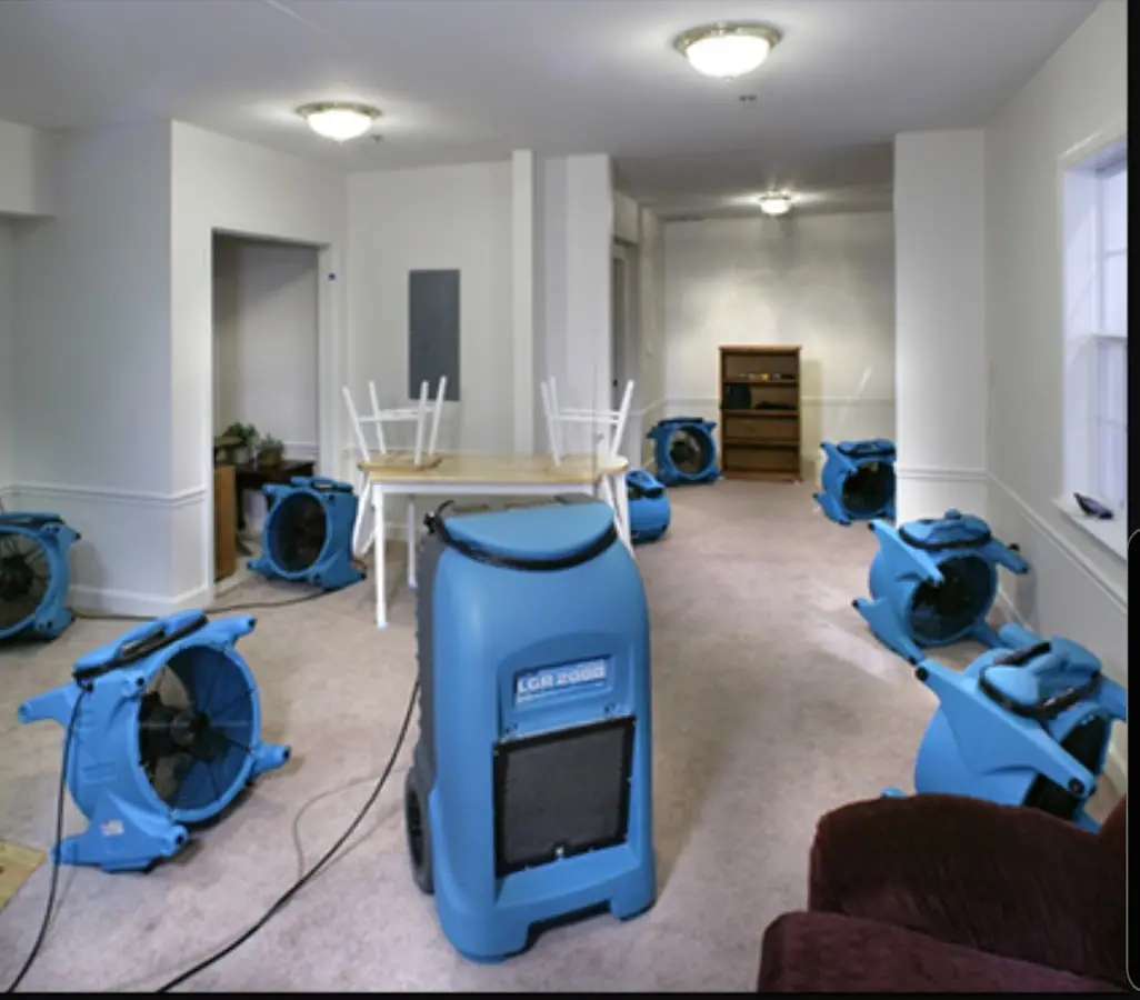 Air movers and dehumidifier setup for Water Extraction & Removal in Radcliff